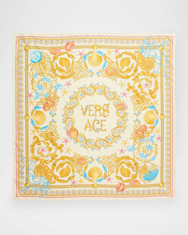 Underwater Barocco Print Silk Twill Scarf